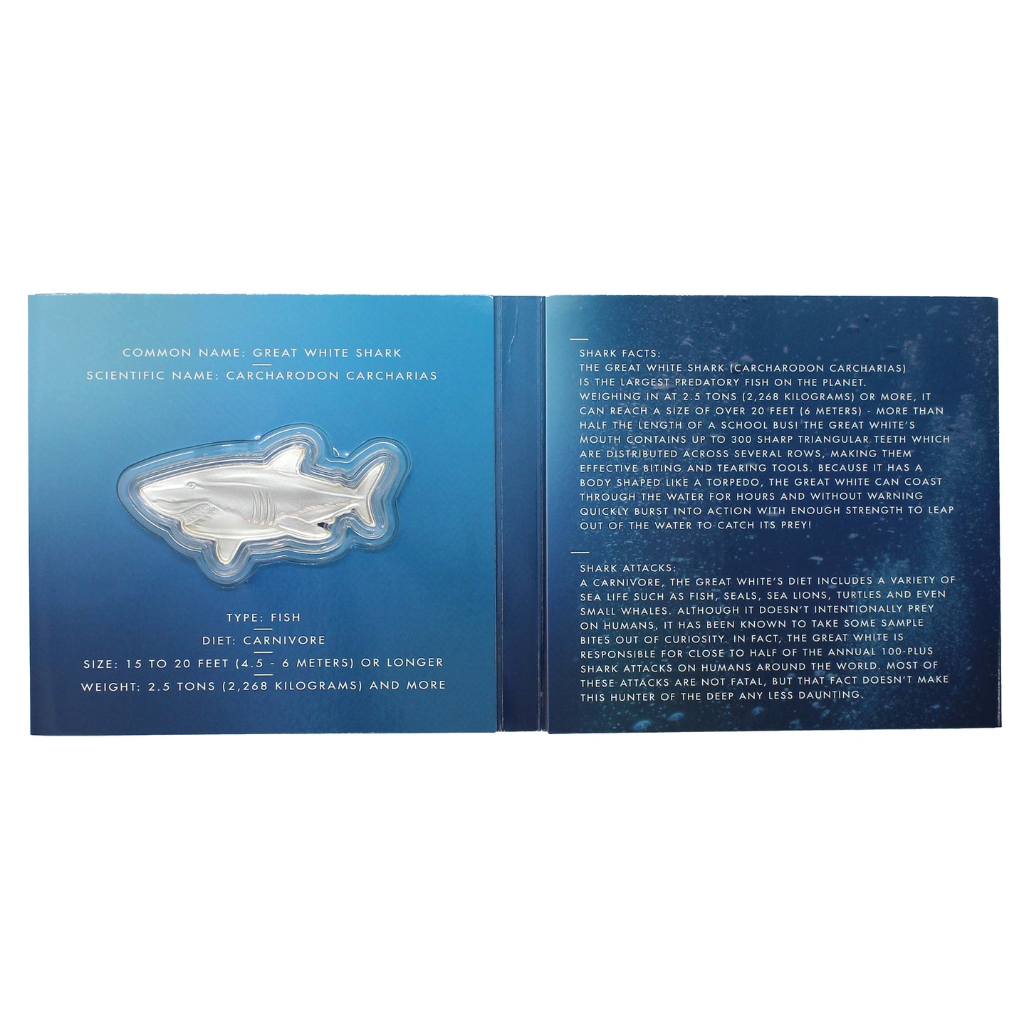 Solomon Islands 2019 Great White Shark 1oz. .999 Silver Reverse Proof Coin (No Tax)