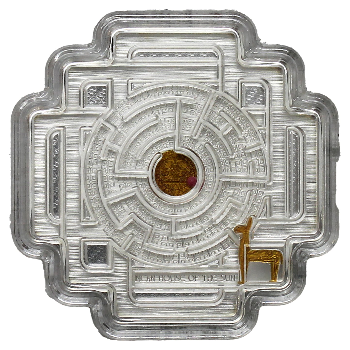 Solomon Islands 2022 $4 Incan House of the Sun .999 Fine Silver Maze Coin (No Tax)