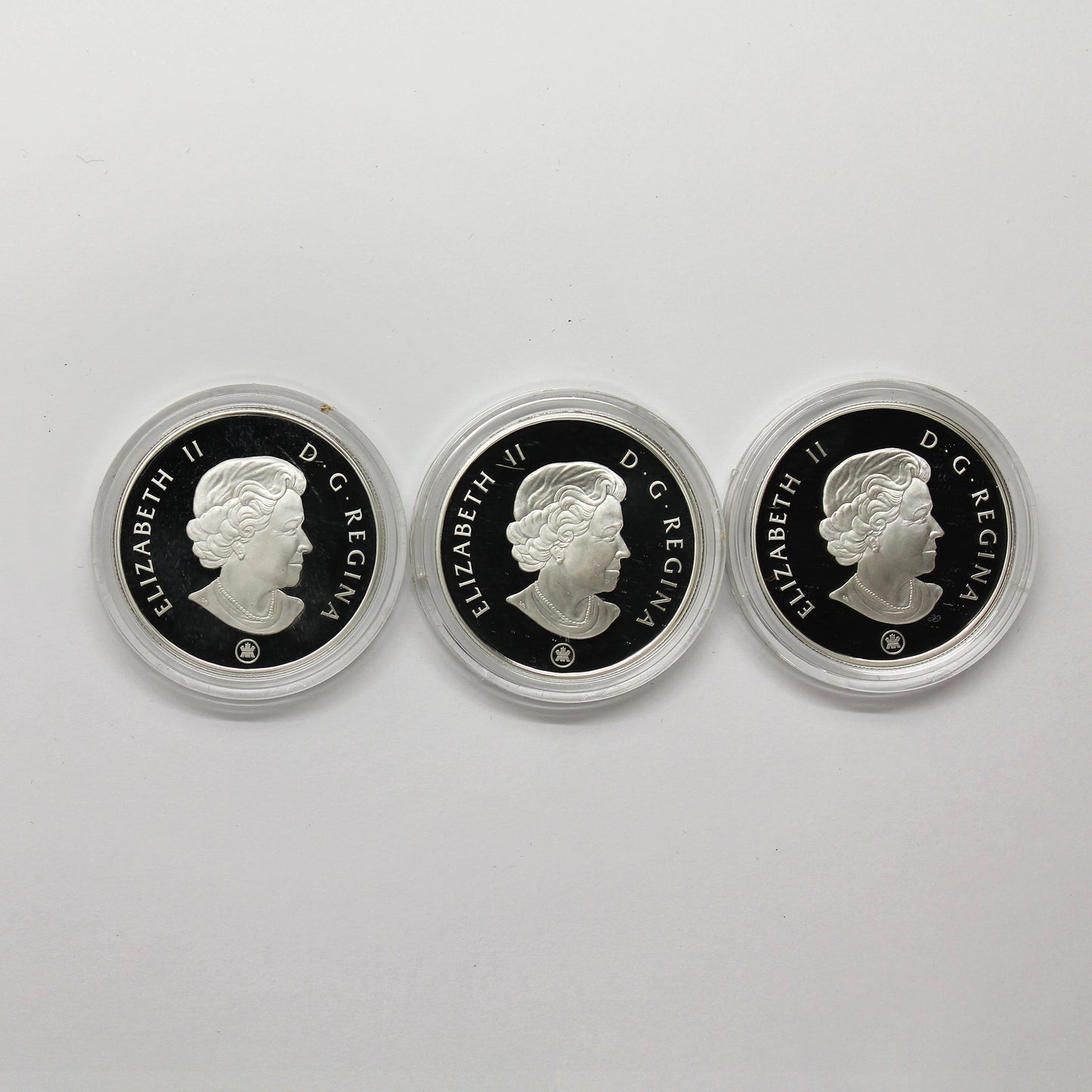 Lot of 3x 2007-2010 Canada $4 Dinosaurs Silver, 4pcs (No Tax) Coins Only (Scr. Caps)