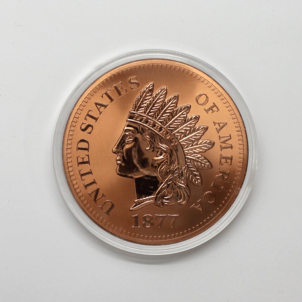 5oz. AVDP .999 Copper Round in the Style of 1877 USA Indian Head Penny