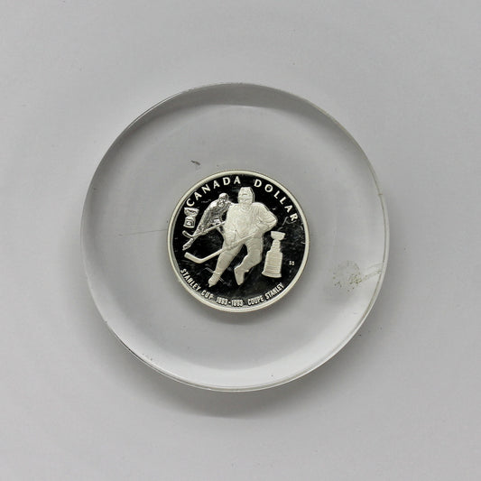1993 Canada Stanley Cup Centennial Proof .925 Silver Dollar in Lucite Display (Scuffs)