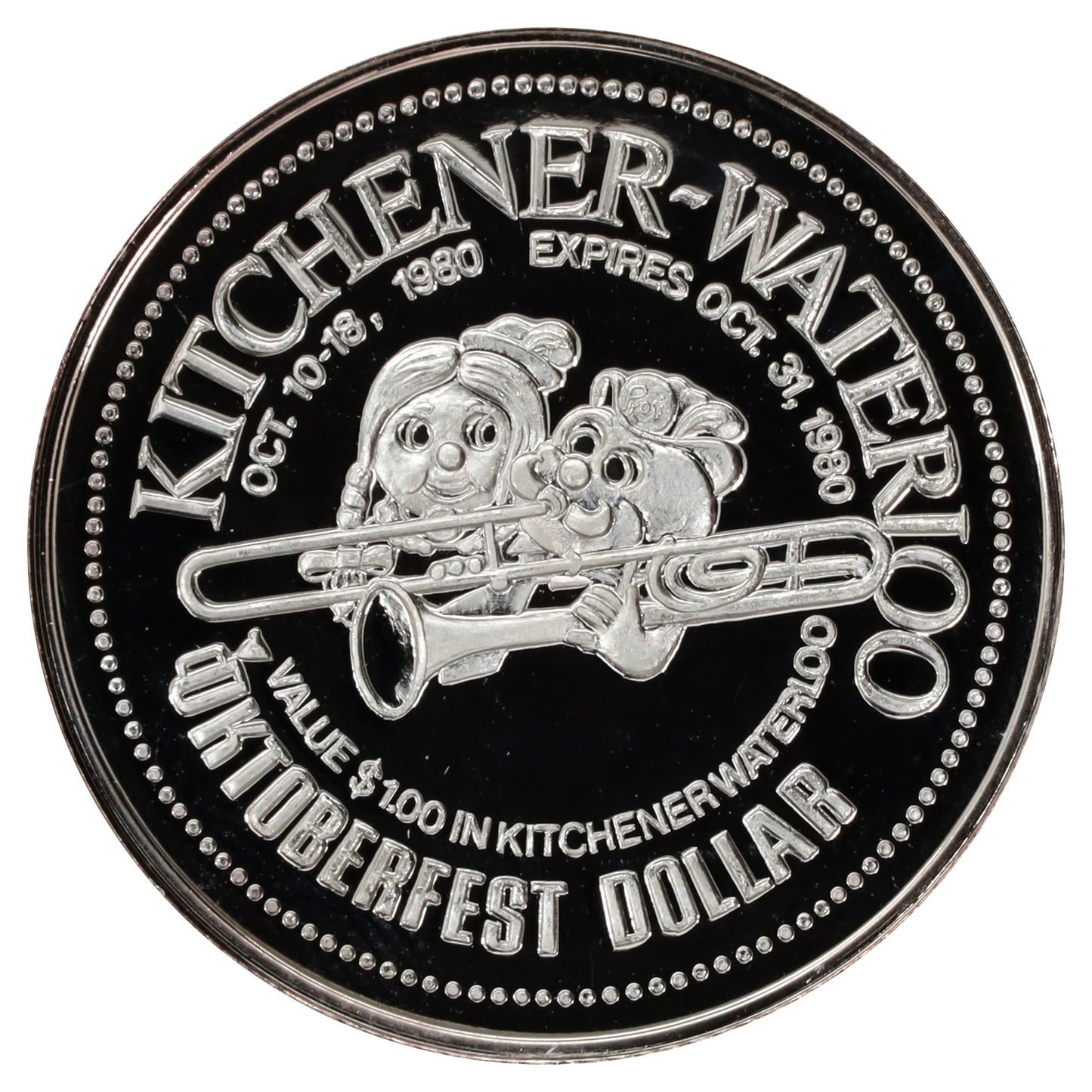 1980 Kitchener-Waterloo Silver Oktoberfest Trade Dollar .999 Silver (No Tax)