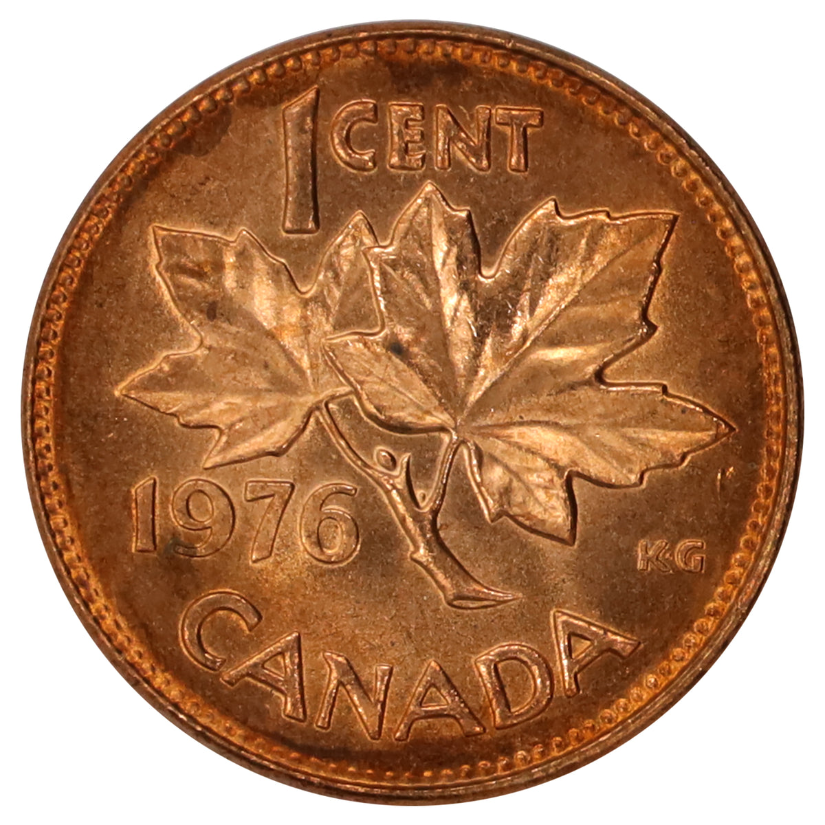 1976 Canada 1-cent Roll of 50pcs, Mint State, Some Toned