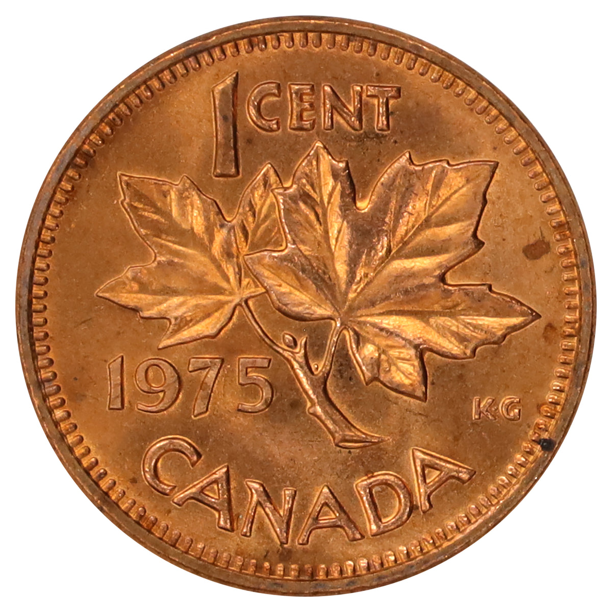1975 Canada 1-cent Roll of 50pcs, Mint State, Some Toned