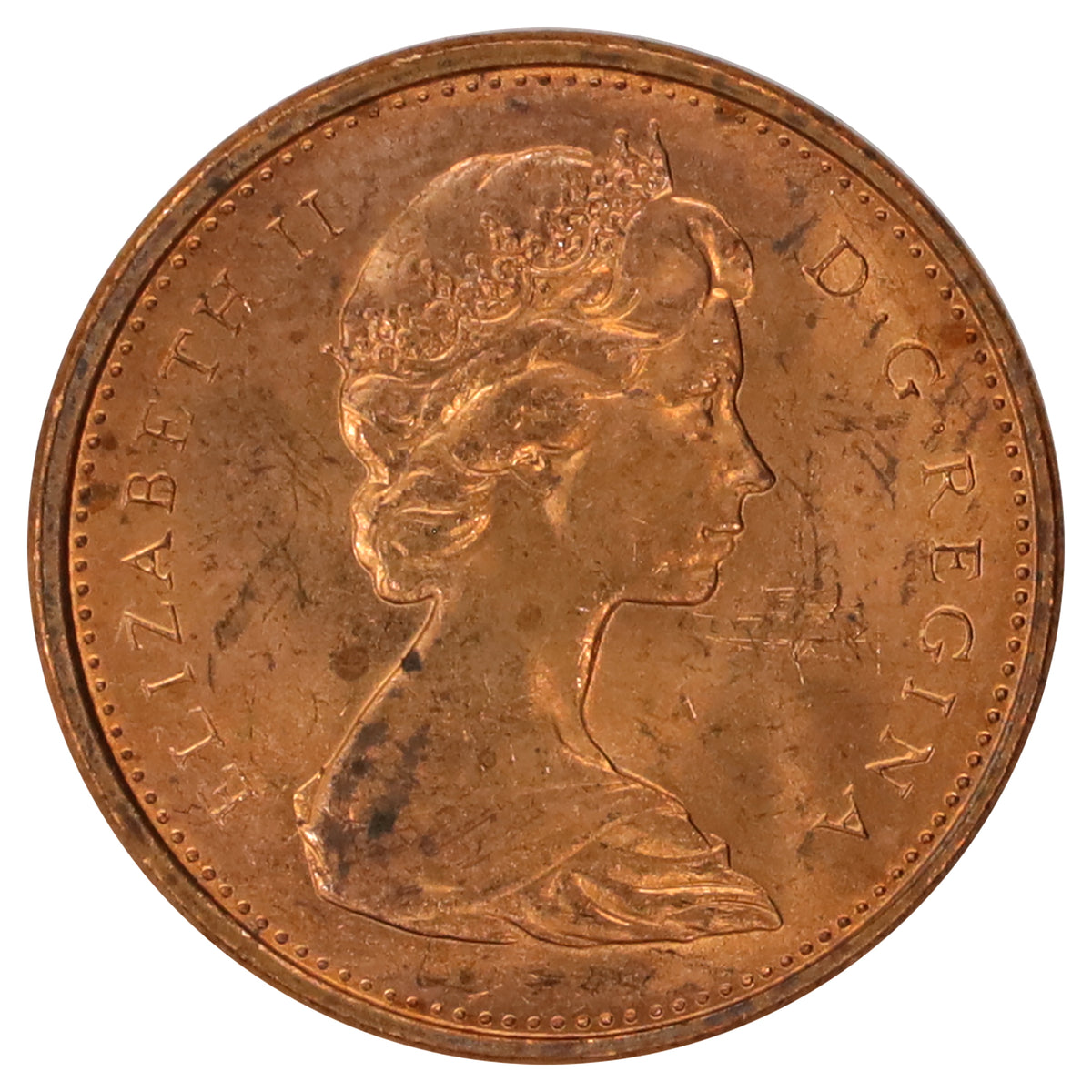1975 Canada 1-cent Roll of 50pcs, Mint State, Some Toned