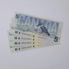 4x Sequential 1986 Canada $5 Bonin-Thiessen, 4pcs