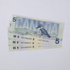 3x Sequential 1986 Canada $5 Bonin-Thiessen, 3pcs