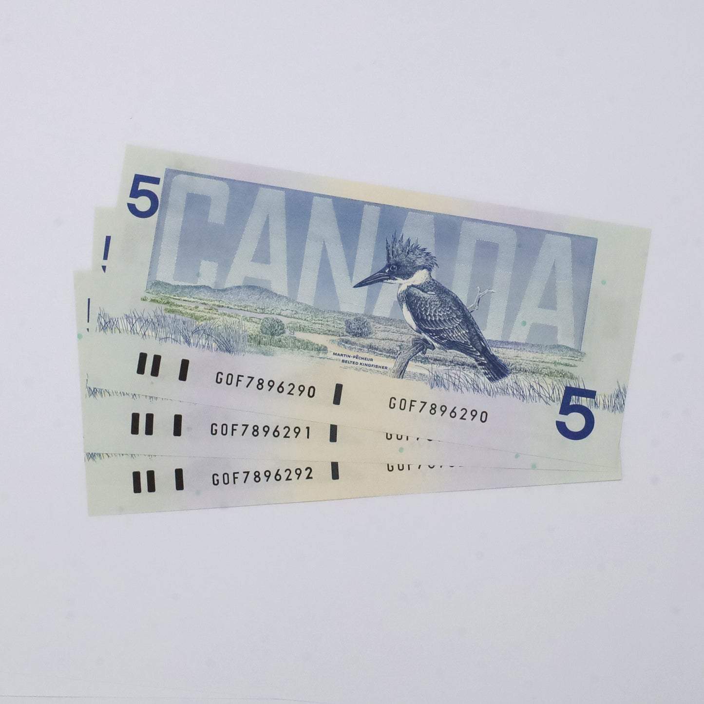 3x Sequential 1986 Canada $5 Bonin-Thiessen, 3pcs