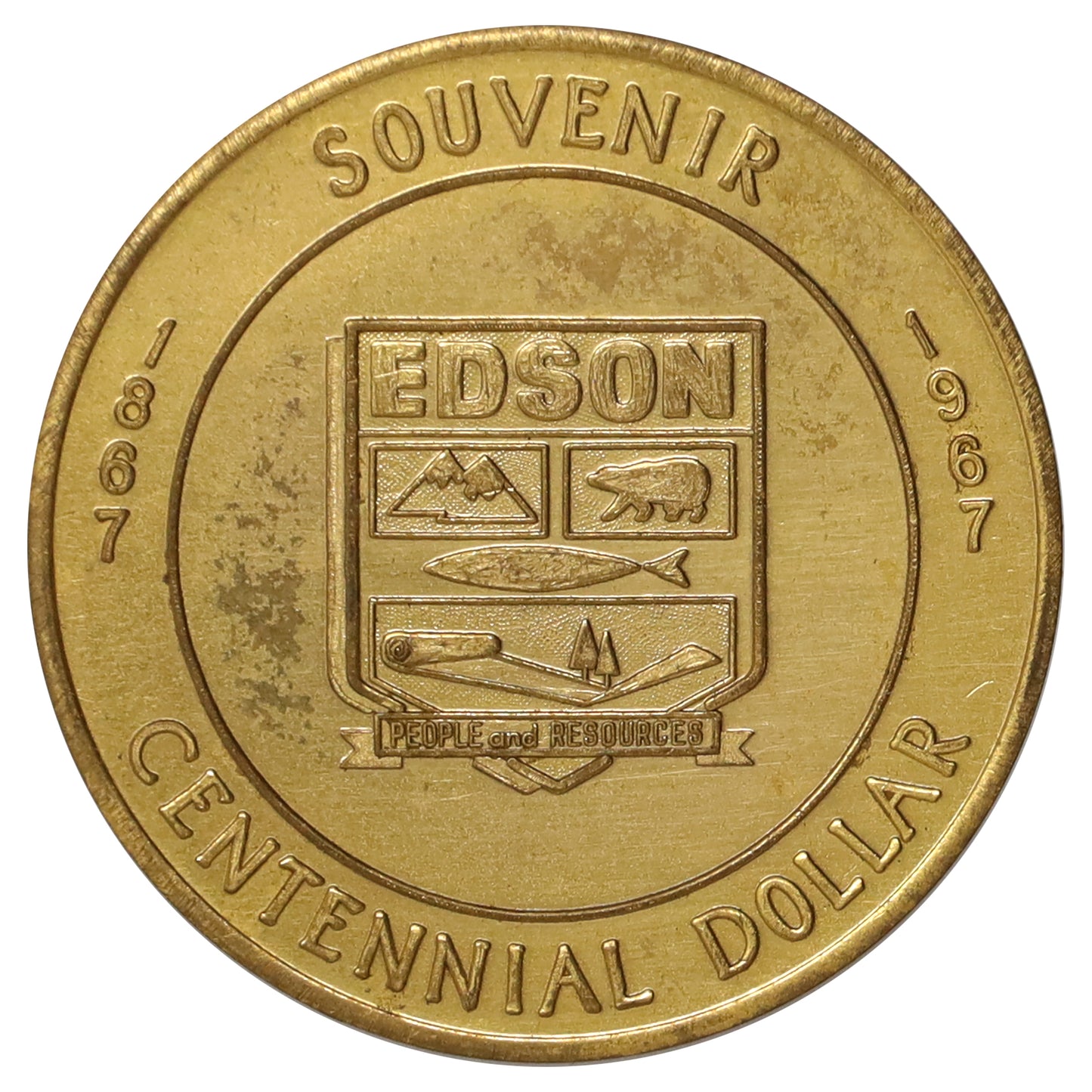 1967 Edson, Alberta, Centennial Souvenir Dollar Trade Token