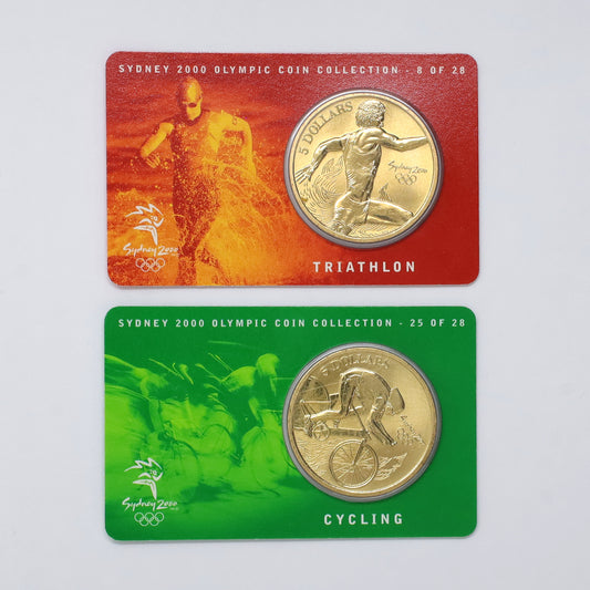 Pair of Australia Sydney 2000 $5 Olympic Coins in Cards, Cycling & Triathlon, 2pcs
