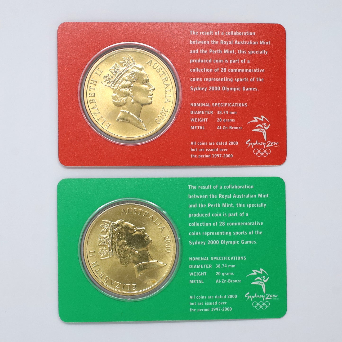 Pair of Australia Sydney 2000 $5 Olympic Coins in Cards, Cycling & Triathlon, 2pcs