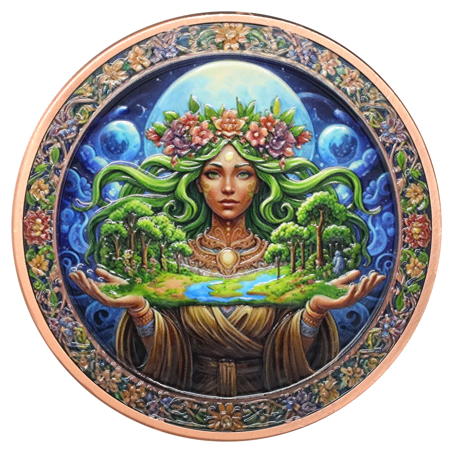 Mother Nature Colourized 5oz. AVDP .999 Copper Round