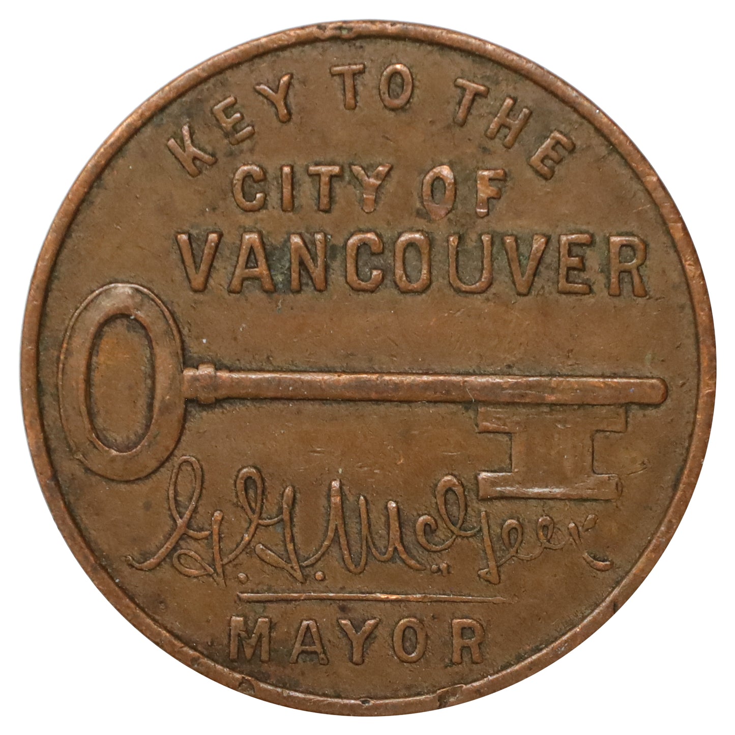 1936 Vancouver, BC, Golden Jubilee "Key to the City" Token