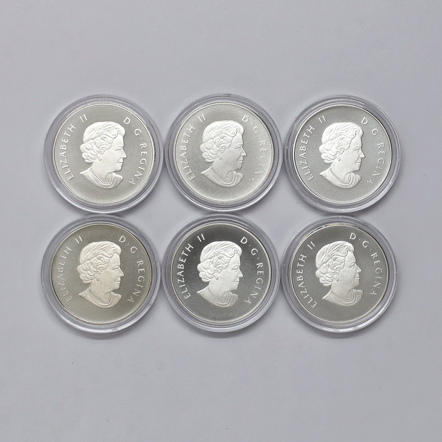 Lot of 2014 6x $10 O Canada Fine Silver Coins (No Tax) Coins Only, Scratched Capsules