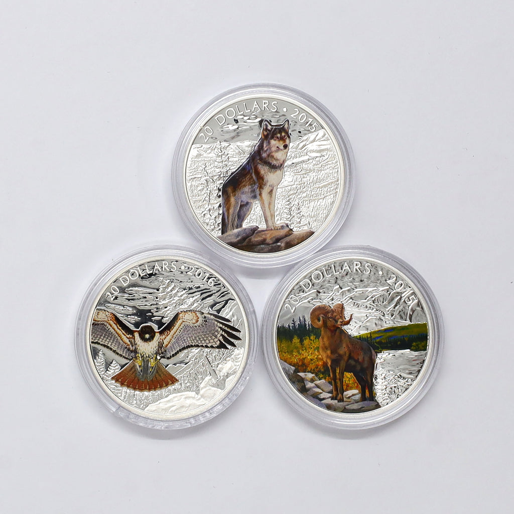 Lot of 3x 2015 & 2016 $20 Majestic Animals Fine Silver Coins (No Tax) Coins Only, Issues