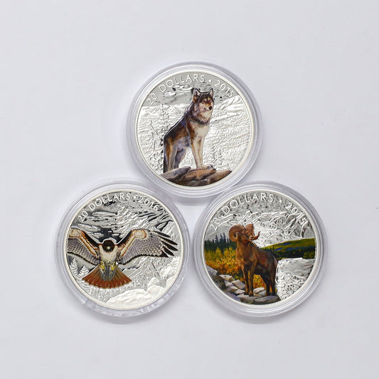 Lot of 3x 2015 & 2016 $20 Majestic Animals Fine Silver Coins (No Tax) Coins Only, Issues