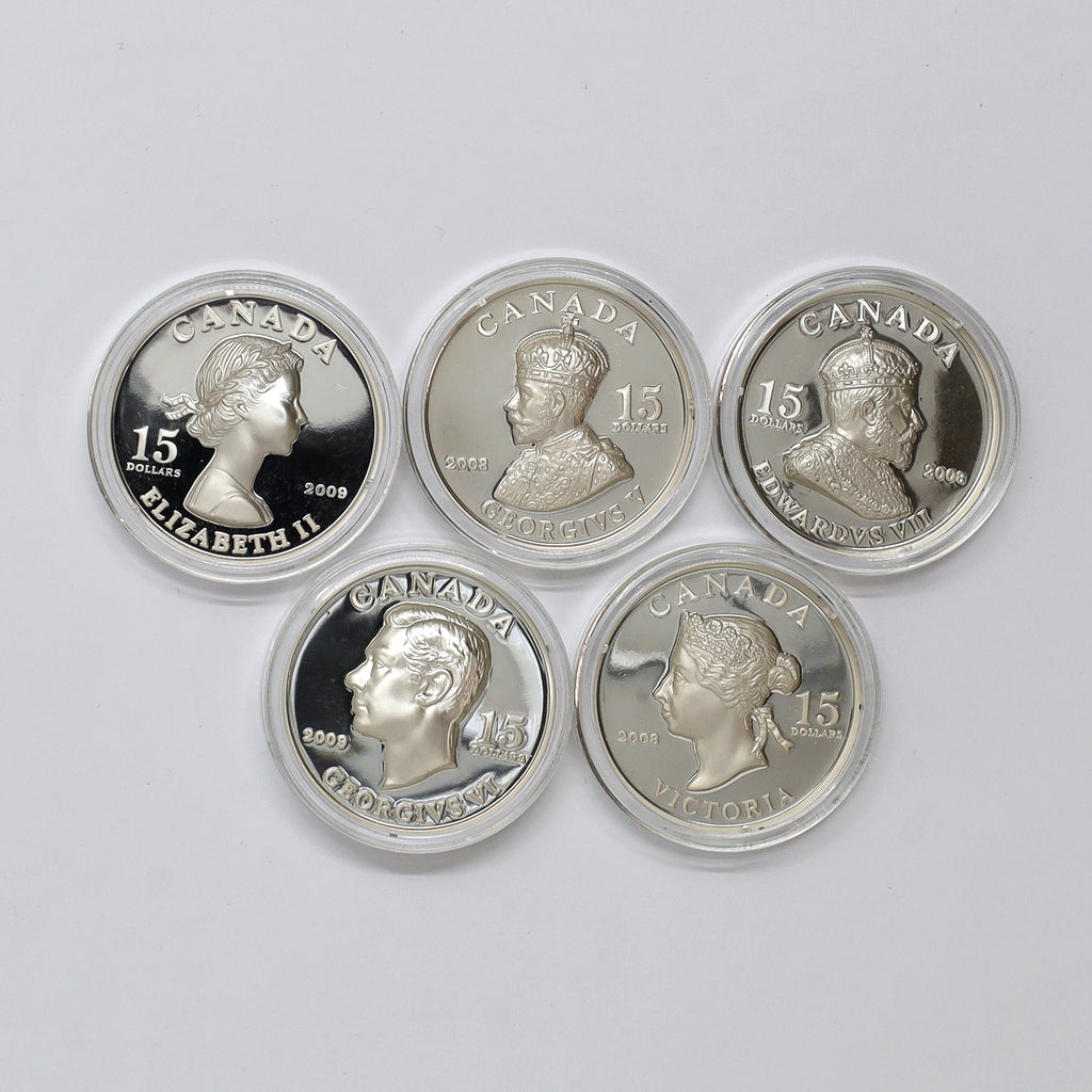 Lot of 5x 2008-2009 Vignettes of Royalty Sterling Silver Coins (Coin Only, Scratched)