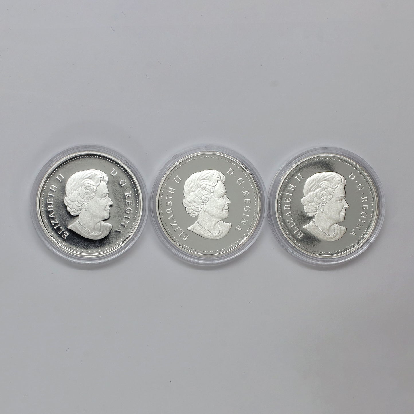 Lot of 3x 2012-2014 Canadian History Proof Silver Dollars (No Tax) Coins Only, Scr. Caps