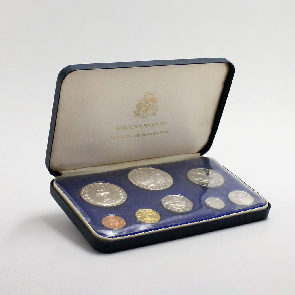Barbados 1974 First Coinage 8-Coin Proof Set Sealed in Case (minor issues)