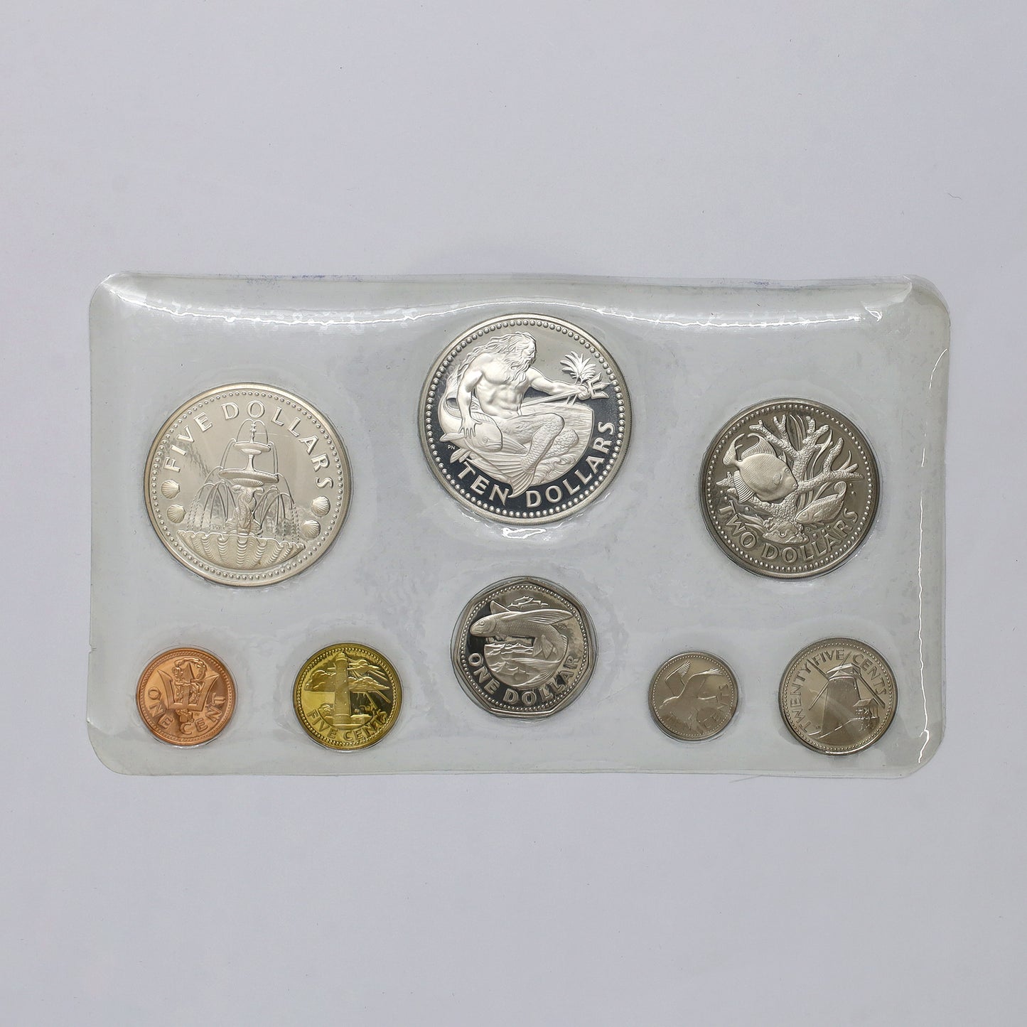 Barbados 1974 First Coinage 8-Coin Proof Set Sealed in Case (minor issues)