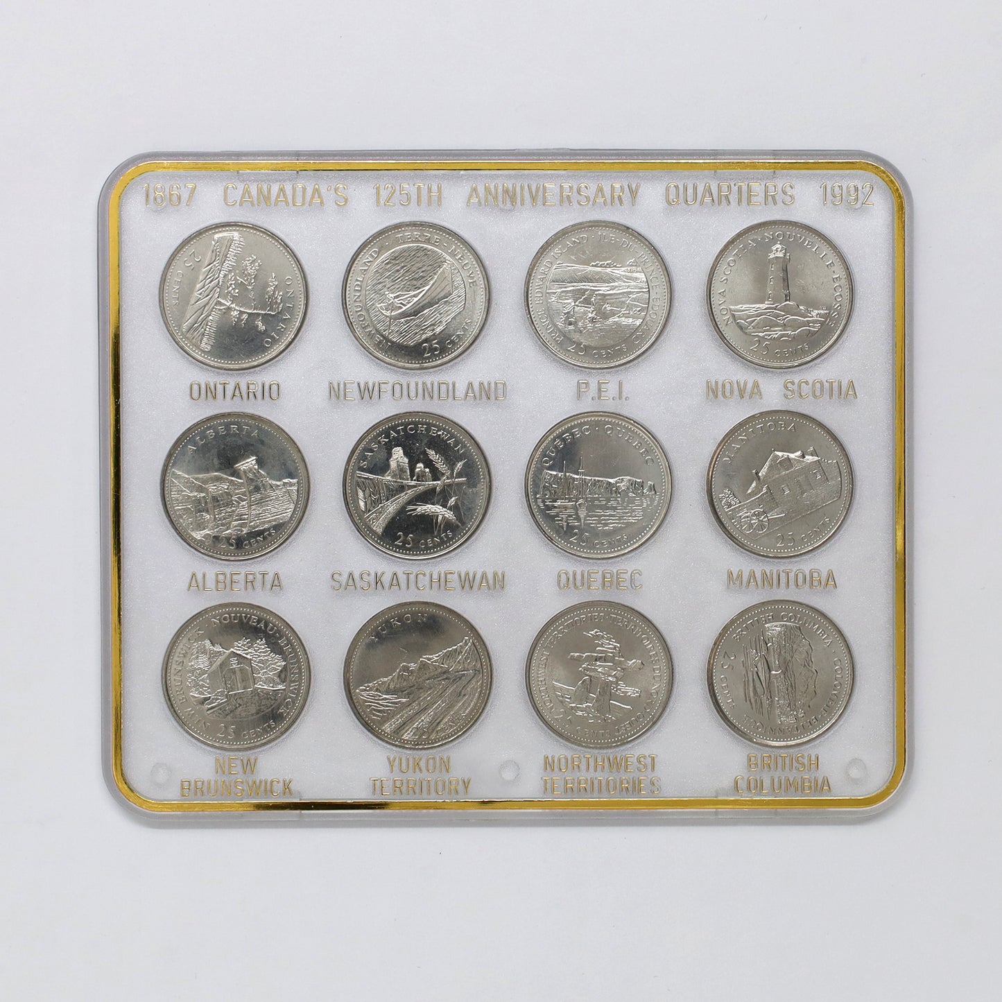 1992 Canada 125 Provincial 25-cents Collection in Display Case