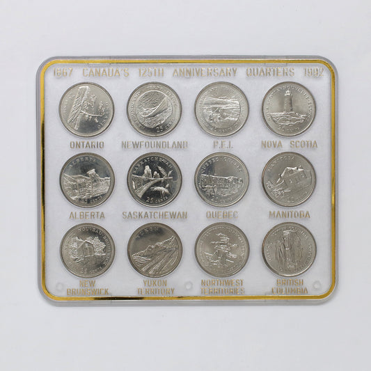 1992 Canada 125 Provincial 25-cents Collection in Display Case