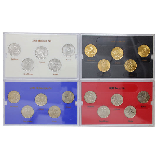 Set of 4x 2008 USA 50 State Quarters Mint Sets, 4pcs (Toned)