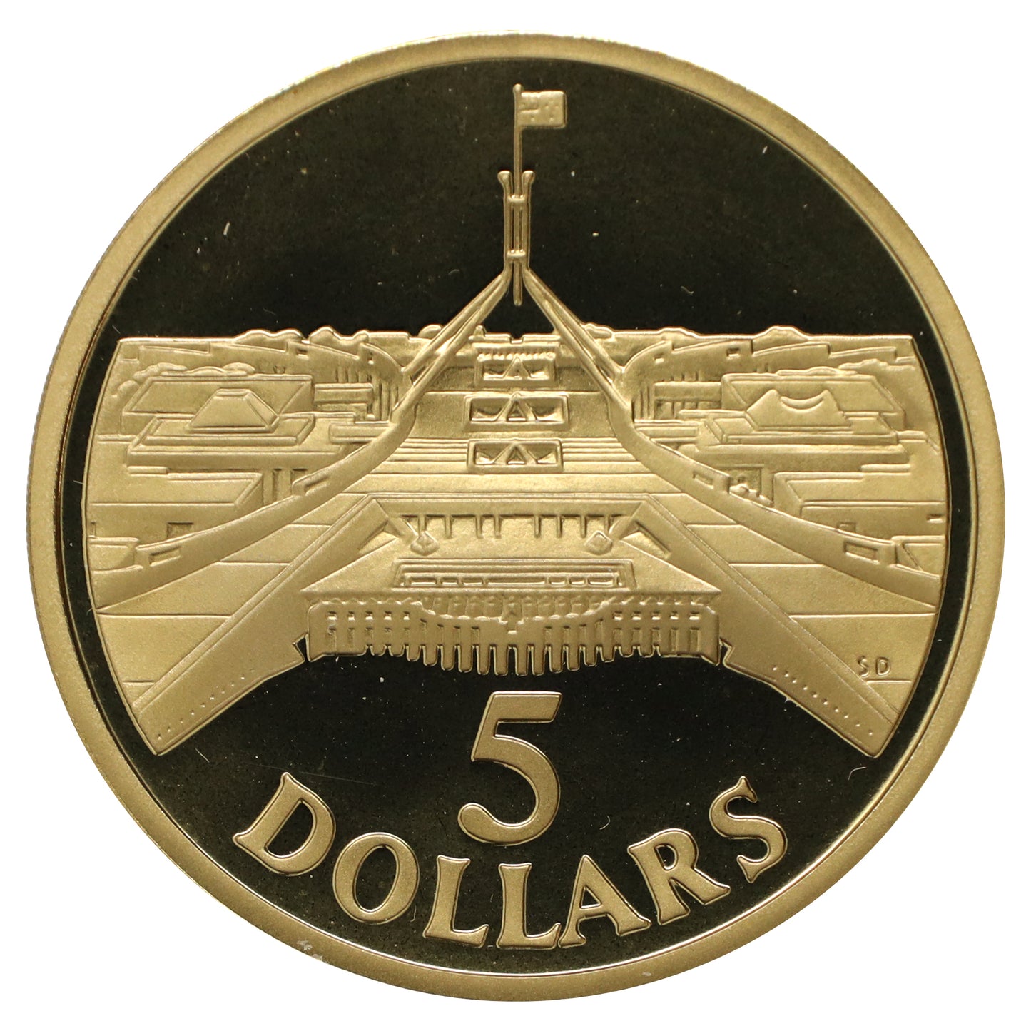 Australia 1988 $5 New Parliament House Proof Coin in Case (scratched capsule)