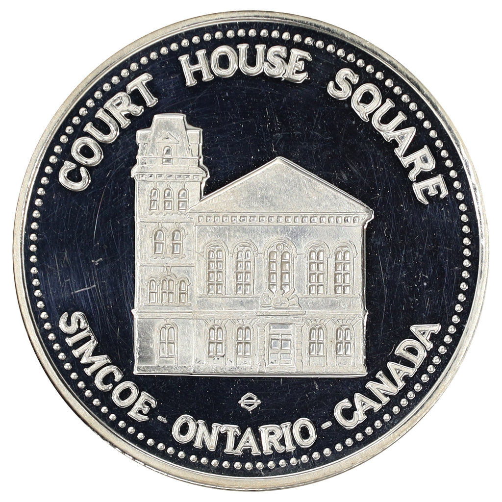 1976 Simcoe, ON, Court House Square .999 Silver Rotary Dollar (No Tax)