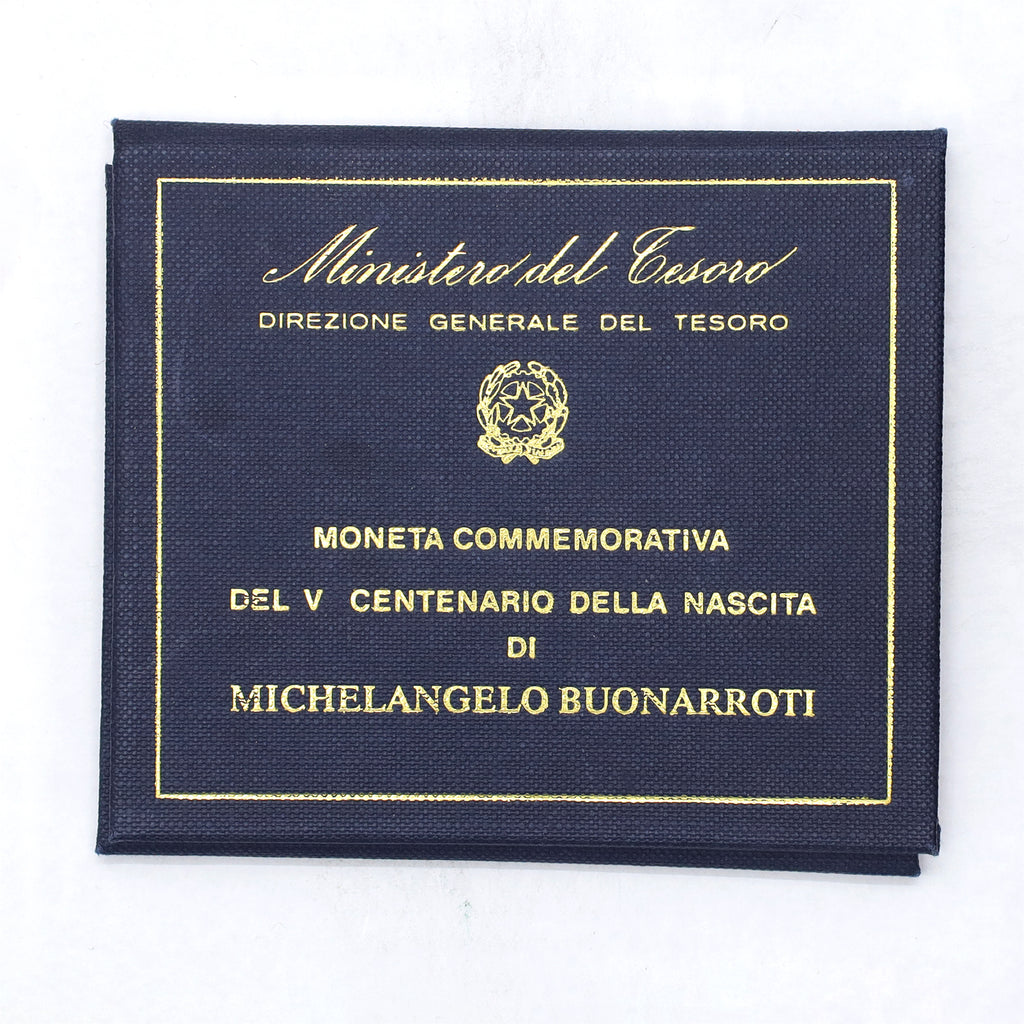 Italy 1975 500 Lire Michelangelo 500th Birthday Coin in Presentation Folder (Issues)