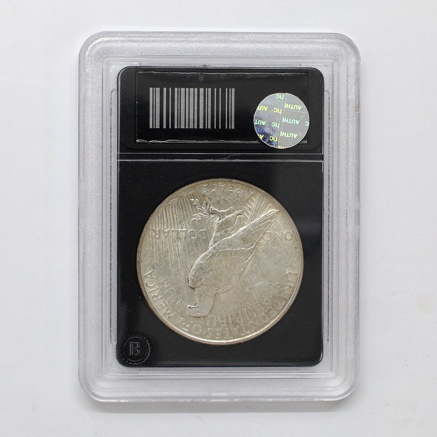 1924 USA Peace Silver Dollar in Slab, Very Good (VG8)