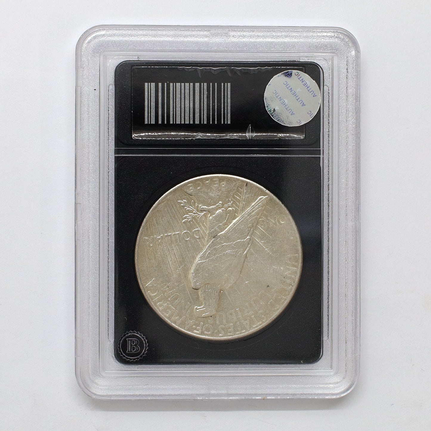1925 USA Peace Silver Dollar in Slab, Very Good (VG8)