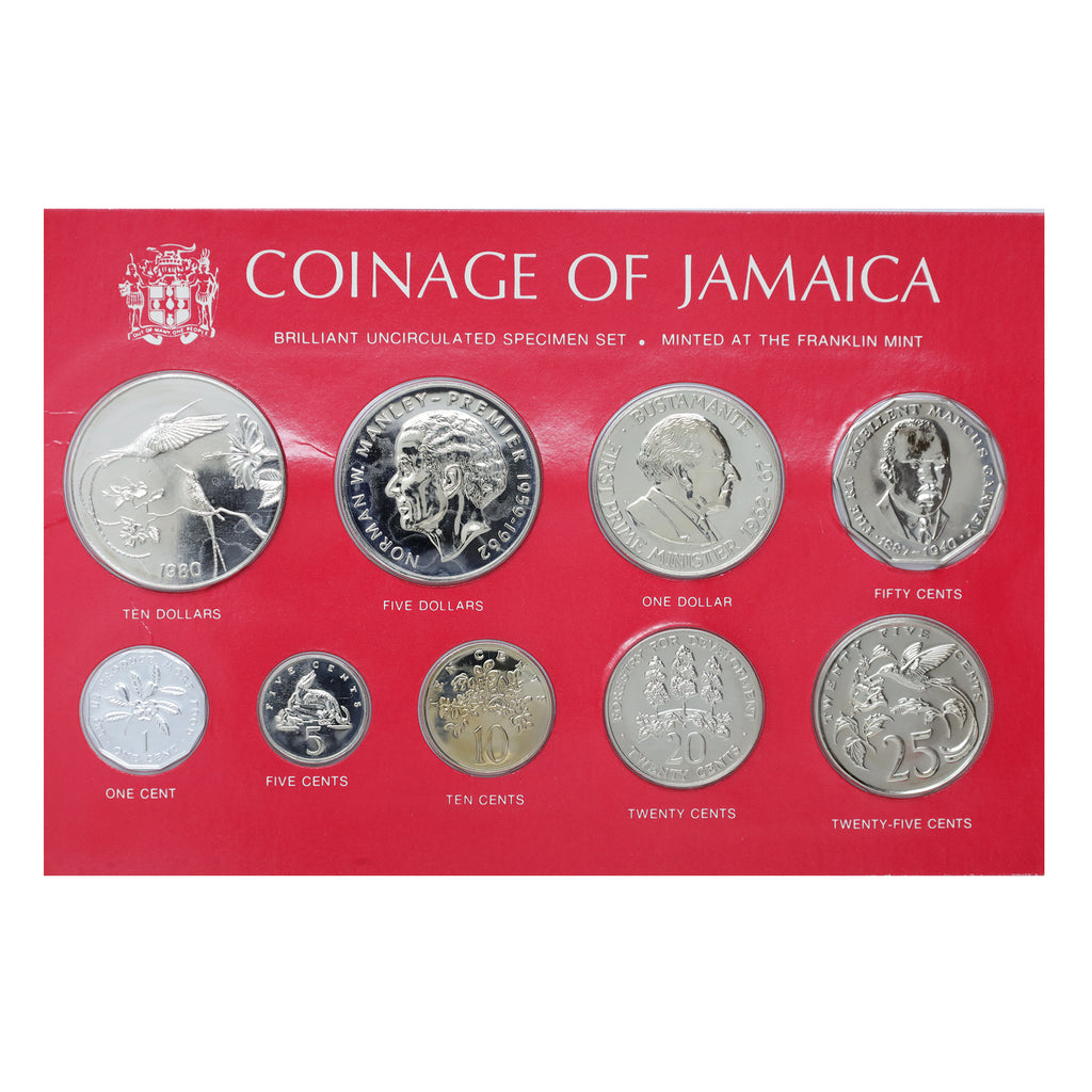 Jamaica 1980 Brilliant Uncirculated 9-Coin Specimen Set (Issues)