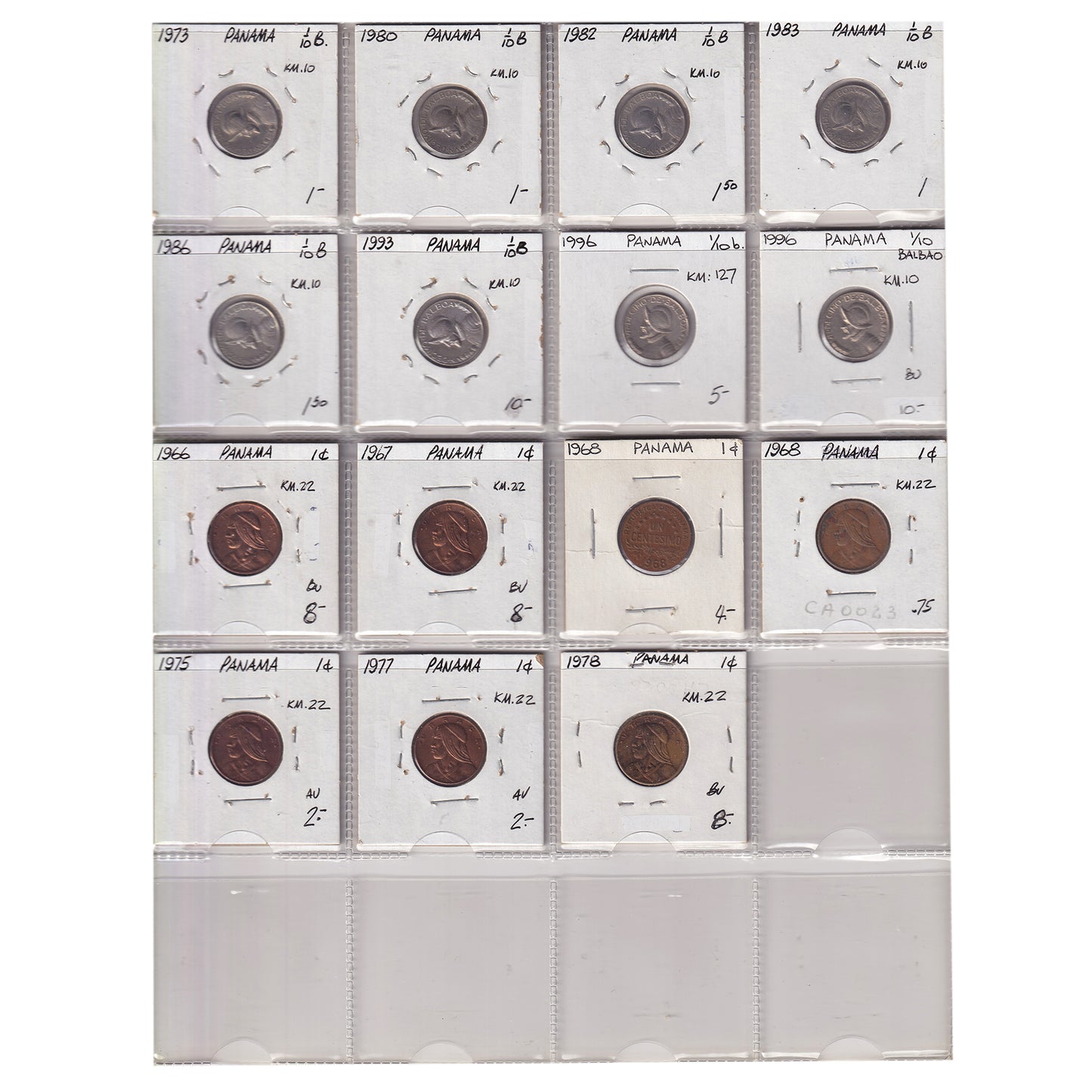 Group Lot of 35x Panama 1973-2001 Decimal, Various Denominations, 35pcs