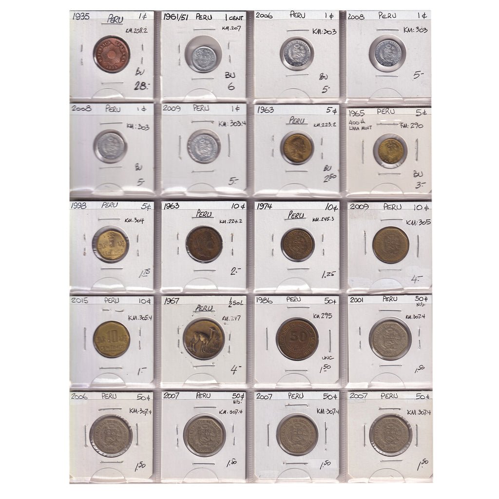 Group Lot of 38x Peru 1935-2015 Decimal, Various Denominations, 35pcs