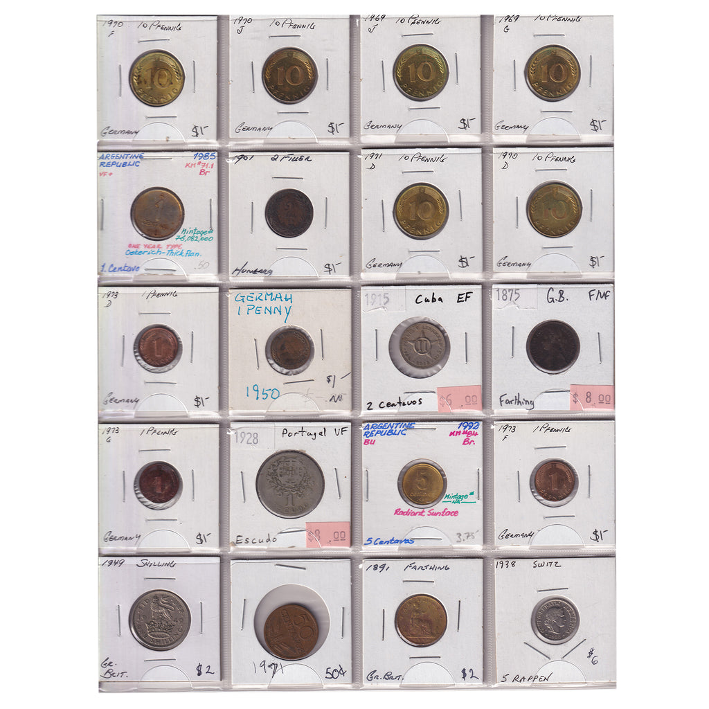 Group Lot of 60x 1853-2001 World Coins, Various Countries & Denominations, 60pcs