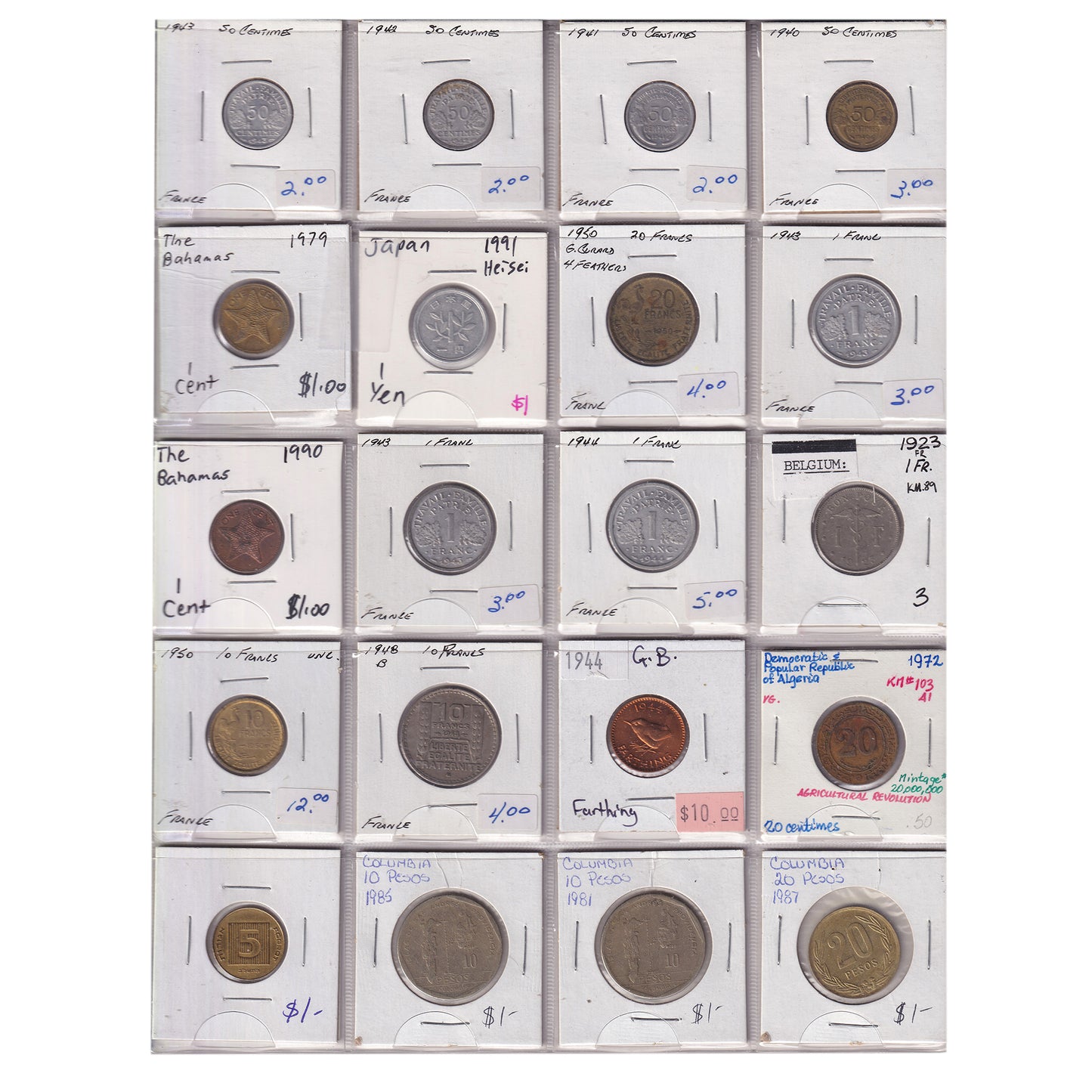 Group Lot of 60x 1853-2001 World Coins, Various Countries & Denominations, 60pcs