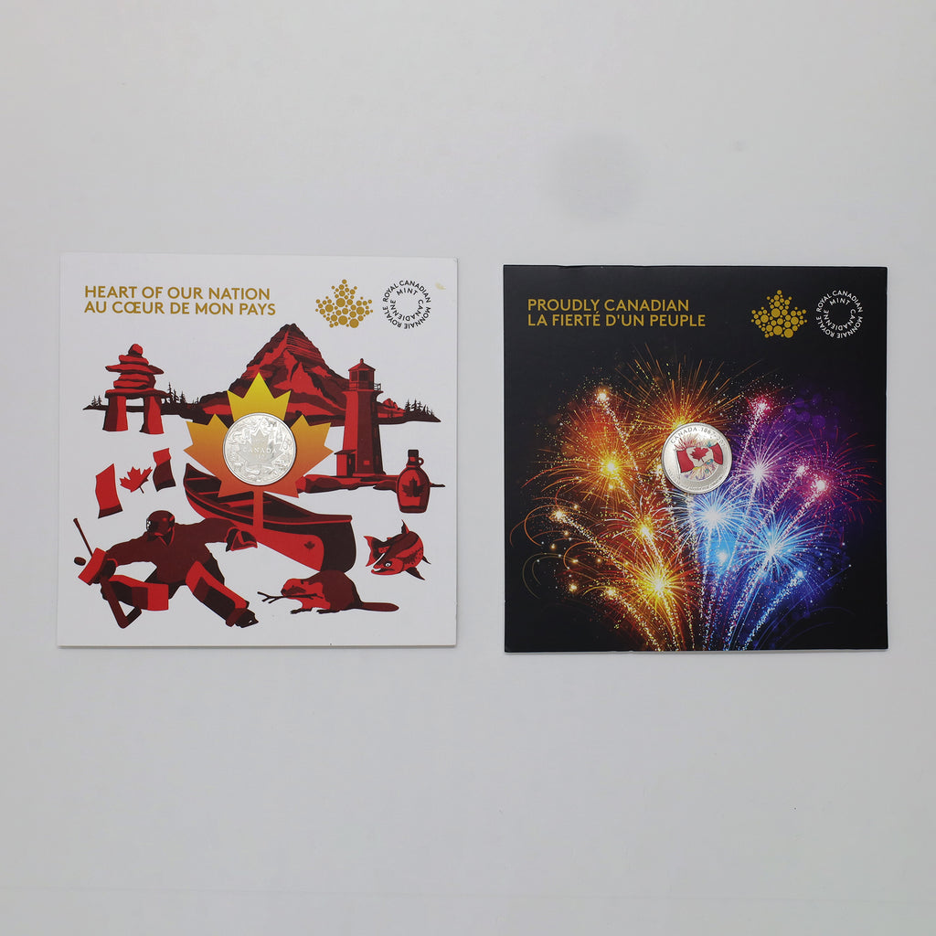 Pair of 2017 $3 & $5 Royal Canadian Mint Fine Silver in Cards, 2pcs (No Tax) No Plastic