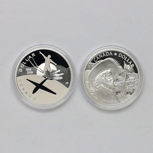 Pair of 2008 & 2009 Canada Proof Silver Dollars (.925), 2pcs (Coins Only, Scr. Caps)