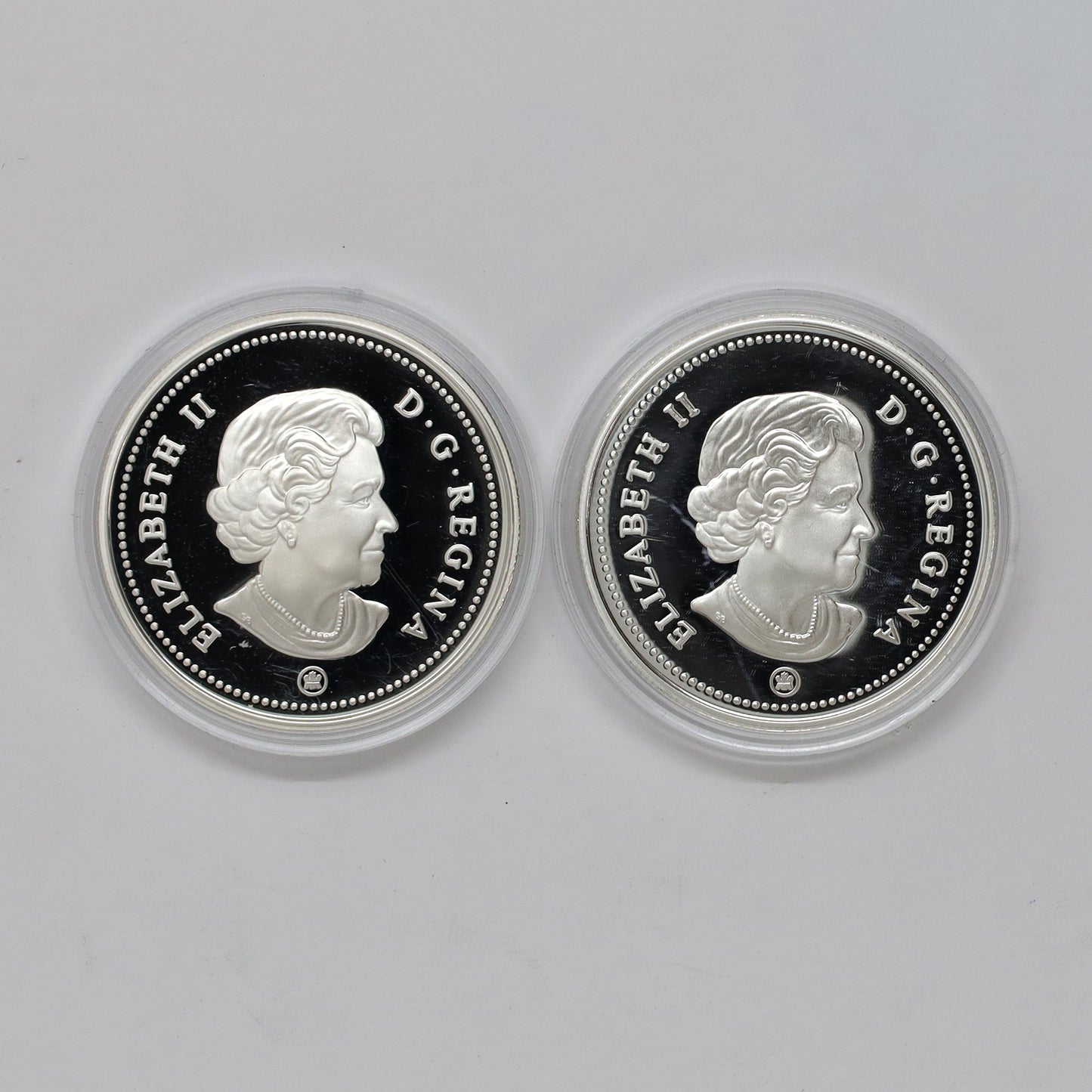 Pair of 2008 & 2009 Canada Proof Silver Dollars (.925), 2pcs (Coins Only, Scr. Caps)