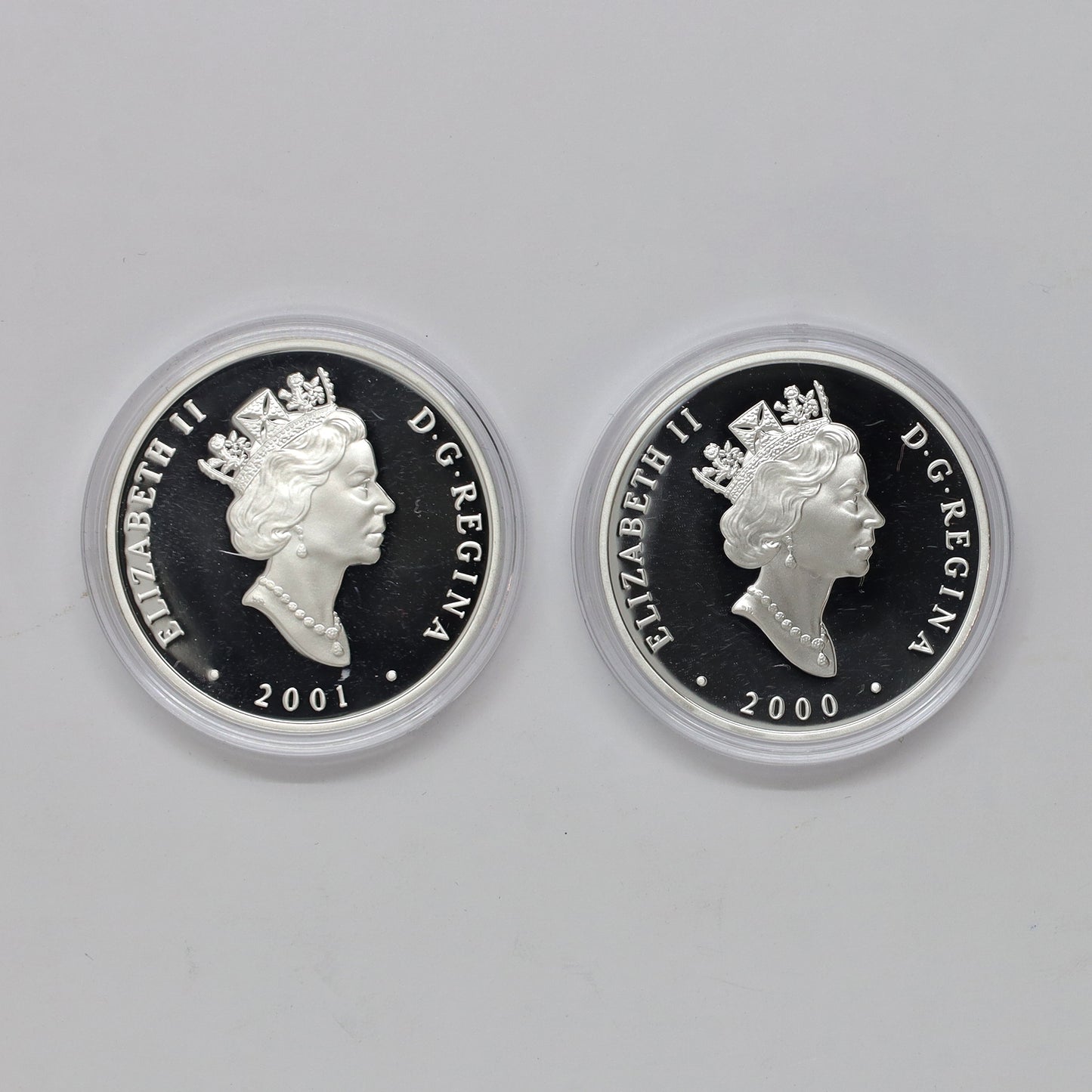 Pair of 2000 & 2001 Canada $20 Transportation Ship Sterling, 2pcs (Coins Only, Scr. Caps)