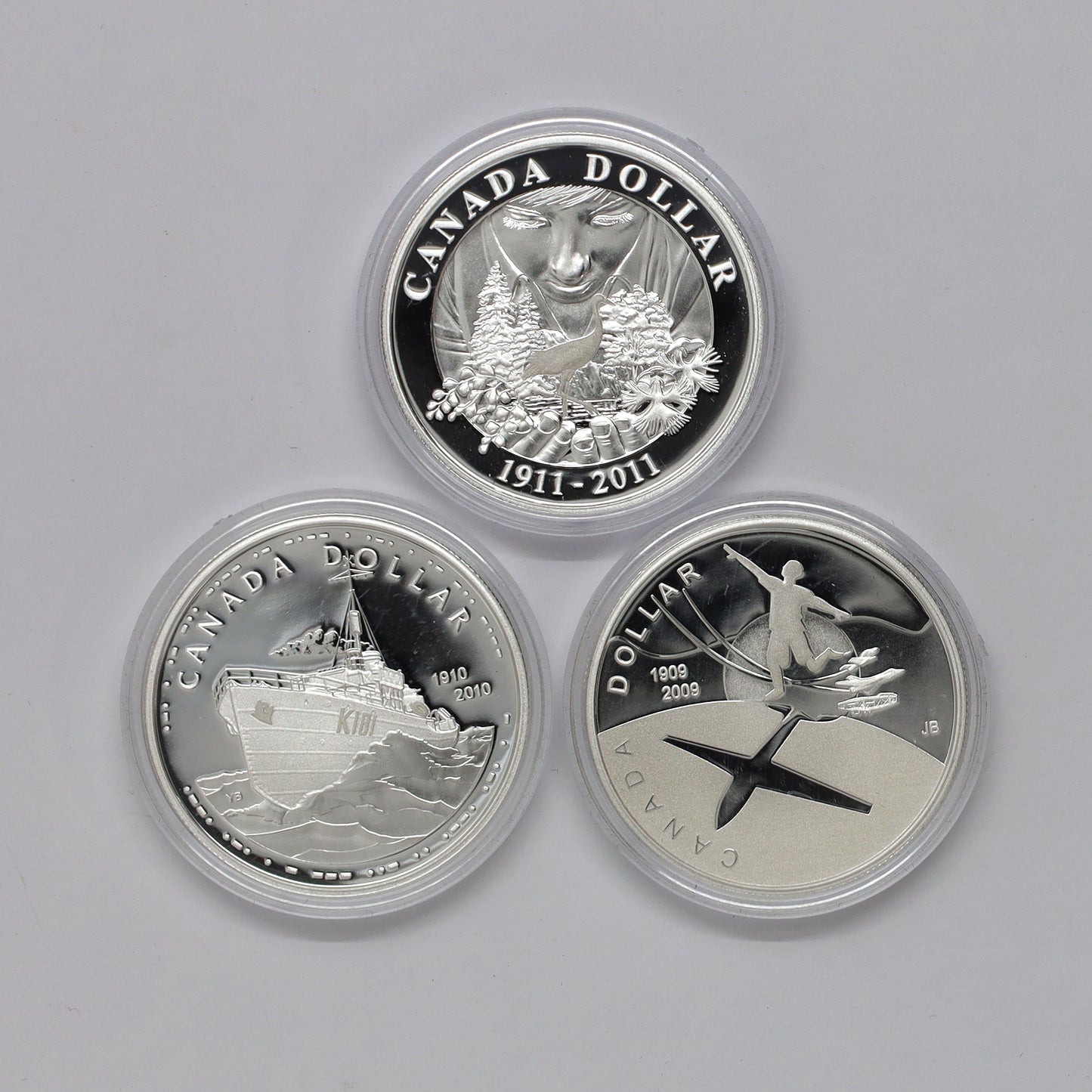 Lot of 3x 2009-2011 Canada Proof Sterling Silver Dollars, 3pcs (Coins Only, Scr. Caps)