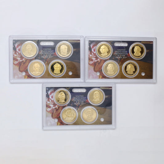 Lot of 3x 2007-2009 USA Presidential Dollar Proof Sets, 3pcs (Issues)