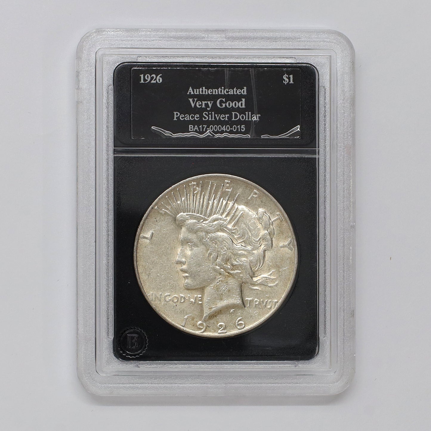 1926 USA Peace Dollar in Slab, Very Good (VG8)