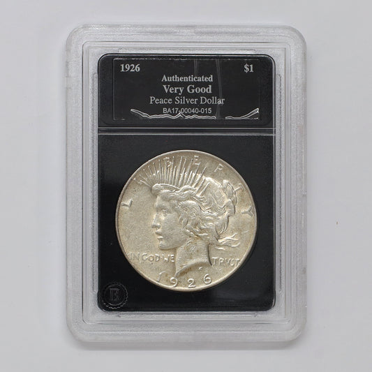 1926 USA Peace Dollar in Slab, Very Good (VG8)