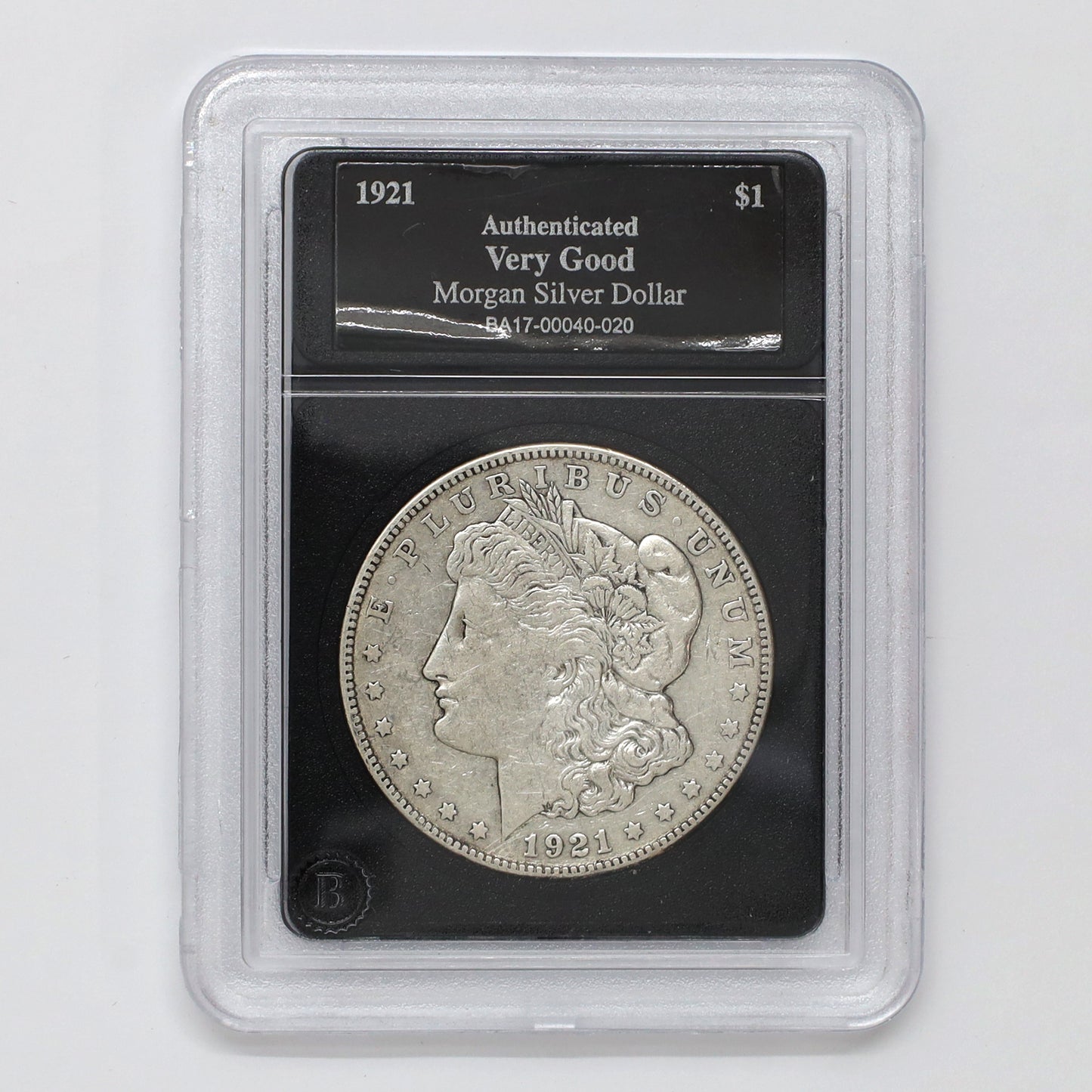 1921 USA Morgan Dollar in Slab, Very Good (VG8)