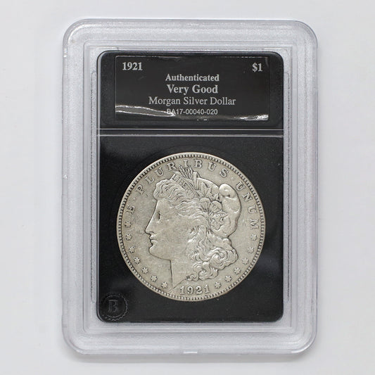 1921 USA Morgan Dollar in Slab, Very Good (VG8)
