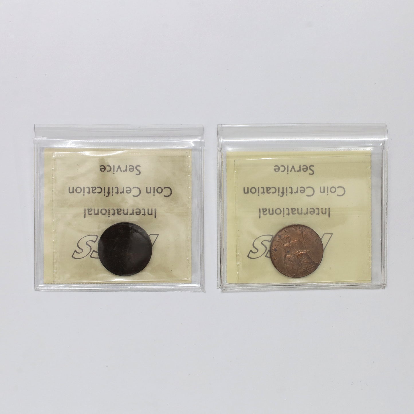 Pair of Great Britain 1901 & 1912 Farthings ICCS Certified AU50, 2pcs