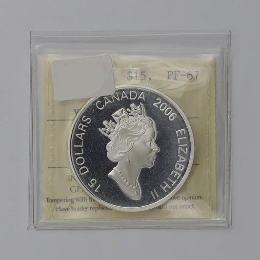 2006 Canada $15 Year of the Dog .925 Silver & Gold Plated Cameo ICCS Certified PF67 UHC
