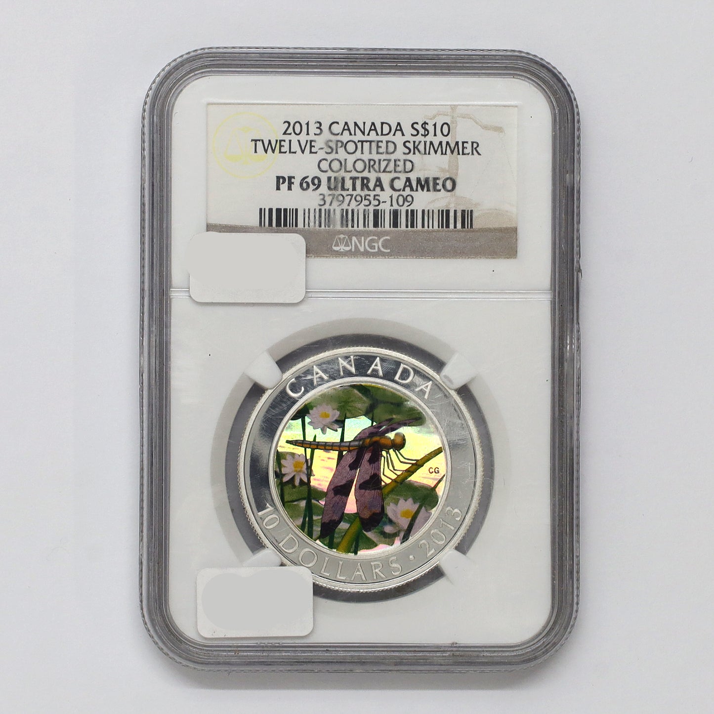 2013 Canada $10 Dragonfly - Twelve Spotted Skimmer NGC Cert. PF69 UHC (No Tax) Scuffed